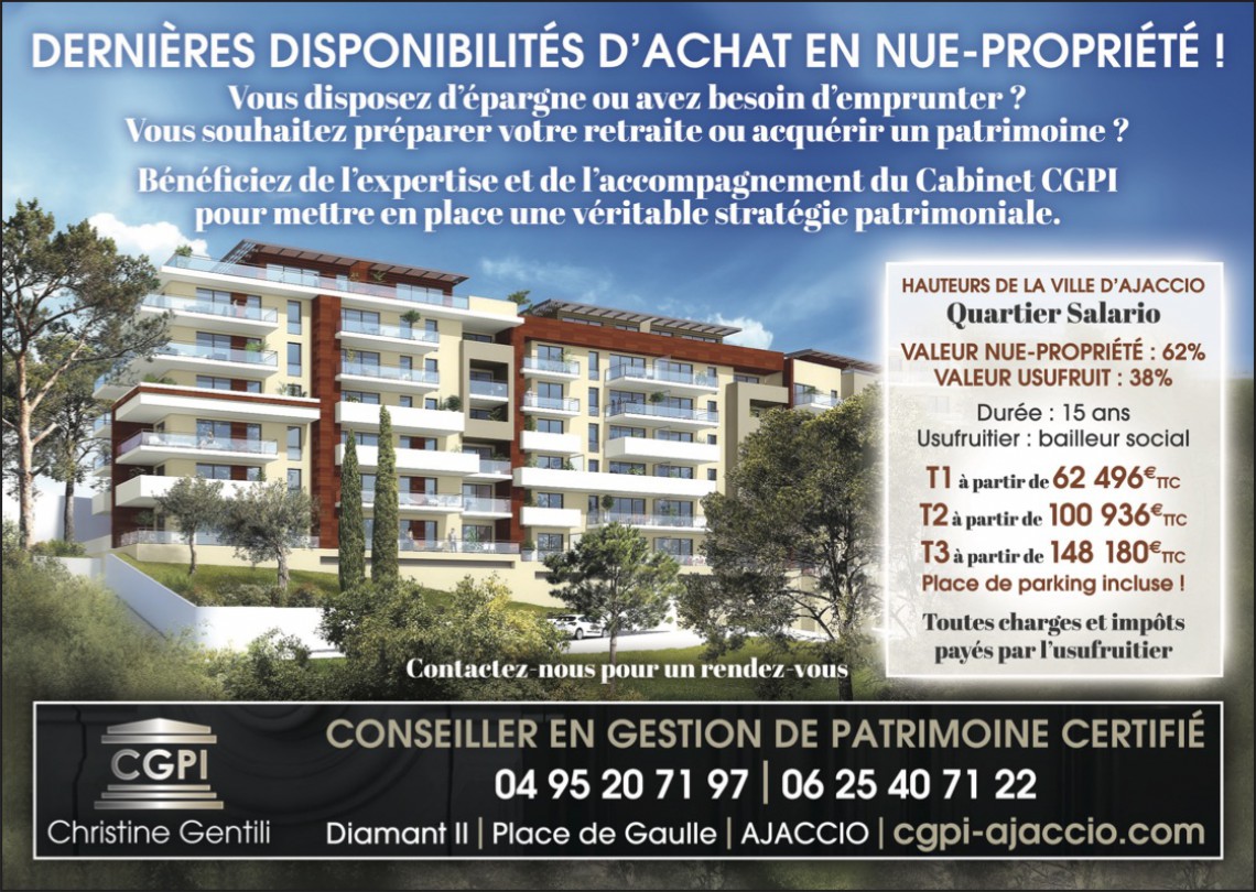 VENTE DE BIENS EN NUE PROPRIETE A AJACCIO